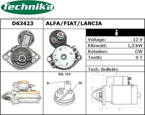 Technika D63423 - Стартер autospares.lv