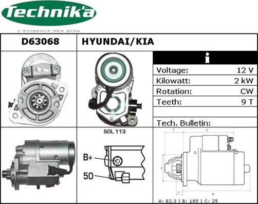 Technika D63068 - Стартер autospares.lv