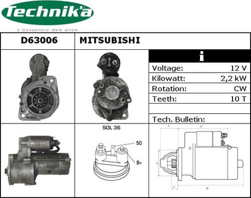 Technika D63006 - Стартер autospares.lv