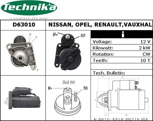 Technika D63010 - Стартер autospares.lv