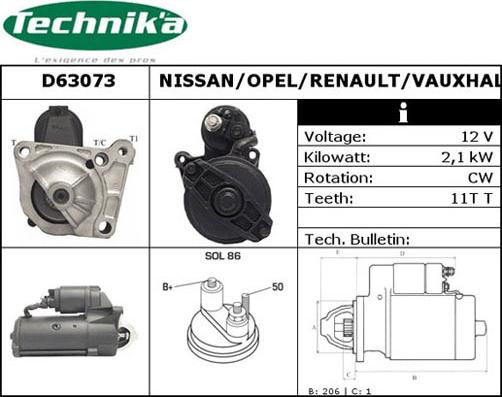 Technika D63073 - Стартер autospares.lv