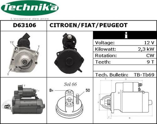 Technika D63106 - Стартер autospares.lv