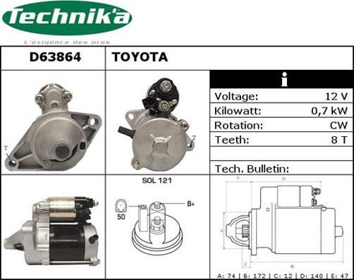 Technika D63864 - Стартер autospares.lv