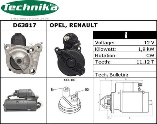 Technika D63817 - Стартер autospares.lv