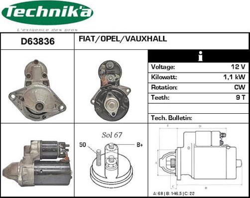 Technika D63836 - Стартер autospares.lv