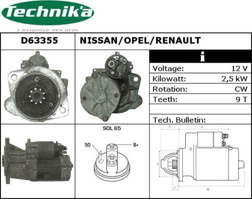 Technika D63355 - Стартер autospares.lv