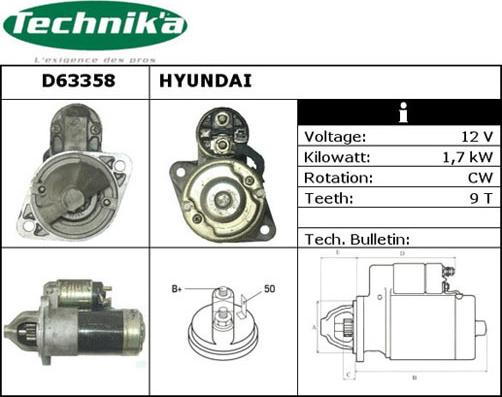 Technika D63358 - Стартер autospares.lv