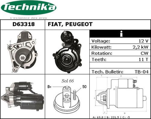 Technika D63318 - Стартер autospares.lv