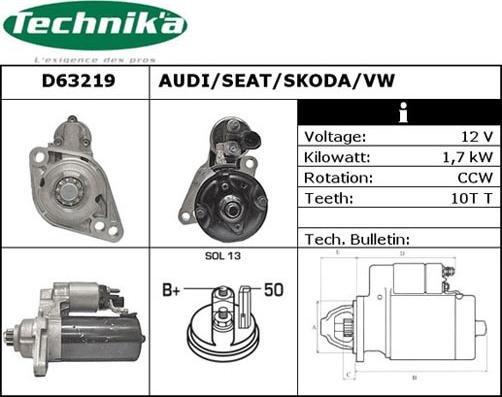 Technika D63219 - Стартер autospares.lv