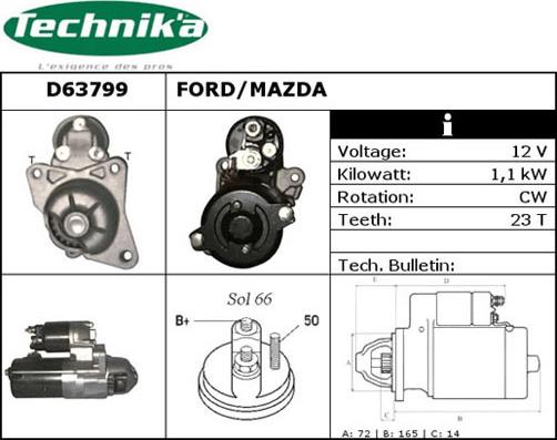 Technika D63799 - Стартер autospares.lv