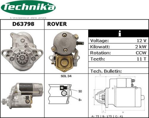 Technika D63798 - Стартер autospares.lv