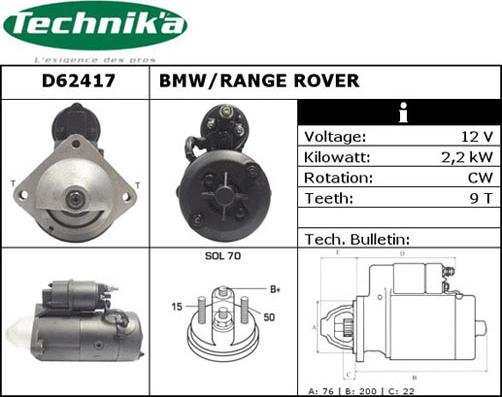 Technika D62417 - Стартер autospares.lv