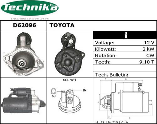 Technika D62096 - Стартер autospares.lv