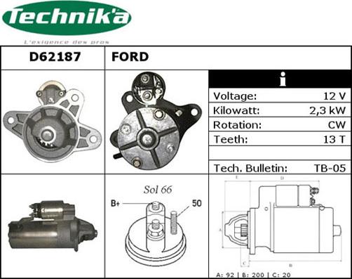 Technika D62187 - Стартер autospares.lv