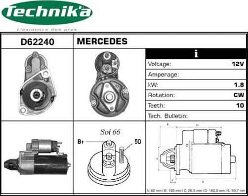 Technika D62240 - Стартер autospares.lv