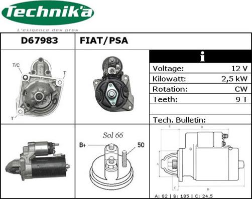 Technika D67983 - Стартер autospares.lv