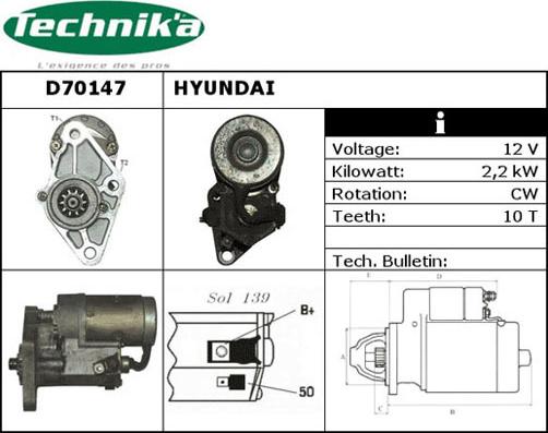 Technika D70147 - Стартер autospares.lv