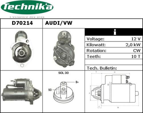 Technika D70214 - Стартер autospares.lv