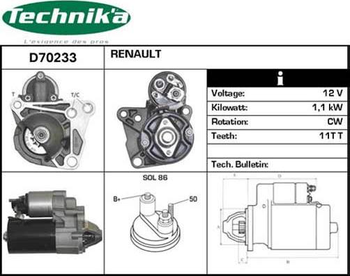 Technika D70233 - Стартер autospares.lv