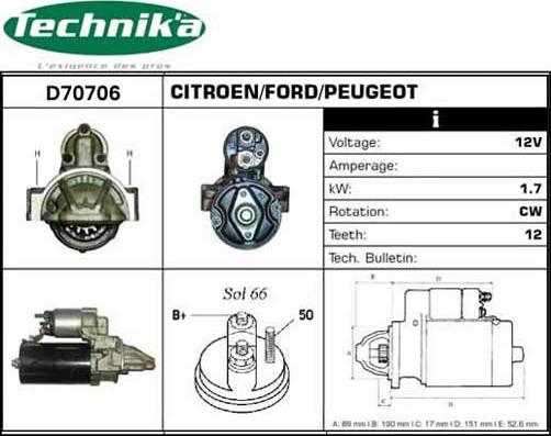 Technika D70706 - Стартер autospares.lv