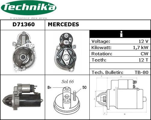 Technika D71360 - Стартер autospares.lv