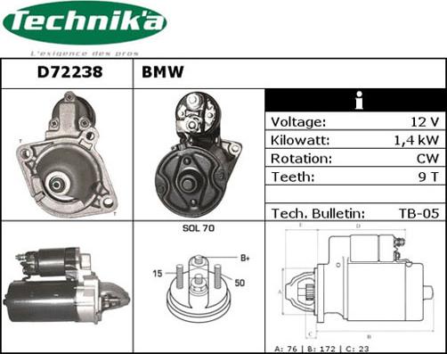 Technika D72238 - Стартер autospares.lv