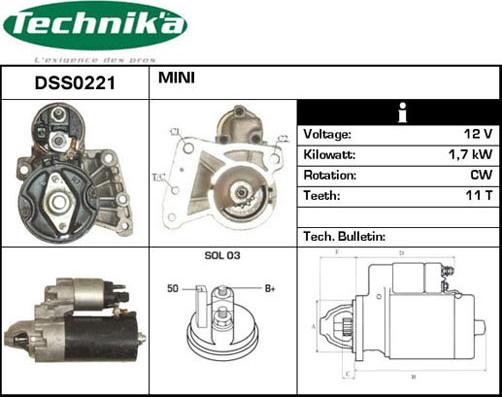 Technika DSS0221 - Стартер autospares.lv