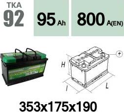 Technika TKA92 - Стартерная аккумуляторная батарея, АКБ autospares.lv