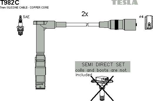 TESLA T982C - Комплект проводов зажигания autospares.lv
