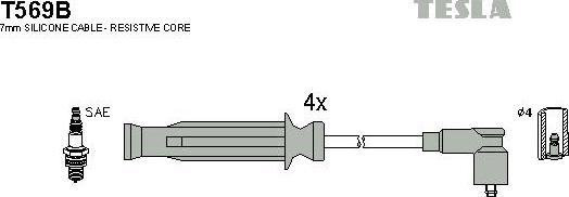 TESLA T569B - Комплект проводов зажигания autospares.lv