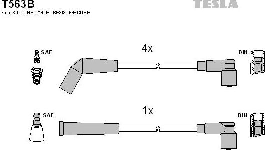 TESLA T563B - Комплект проводов зажигания autospares.lv