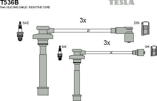 TESLA T536B - Комплект проводов зажигания autospares.lv