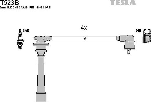 TESLA T523B - Комплект проводов зажигания autospares.lv