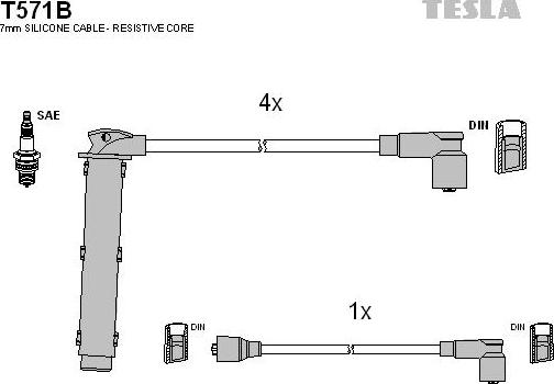 TESLA T571B - Комплект проводов зажигания autospares.lv