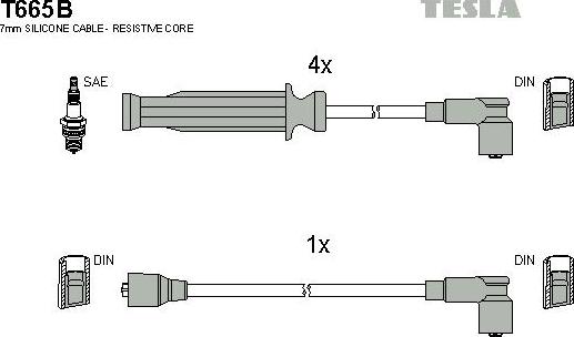 TESLA T665B - Комплект проводов зажигания autospares.lv