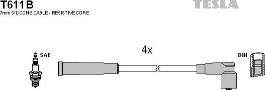 TESLA T611B - Комплект проводов зажигания autospares.lv