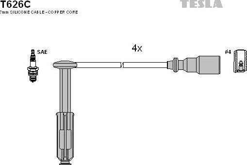 TESLA T626C - Комплект проводов зажигания autospares.lv
