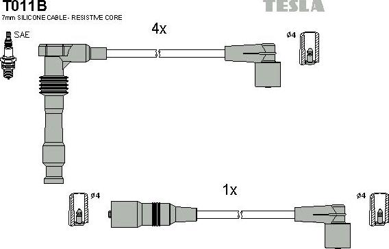 TESLA T011B - Комплект проводов зажигания autospares.lv