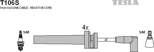 TESLA T106S - Комплект проводов зажигания autospares.lv