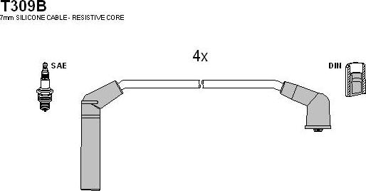 TESLA T309B - Комплект проводов зажигания autospares.lv