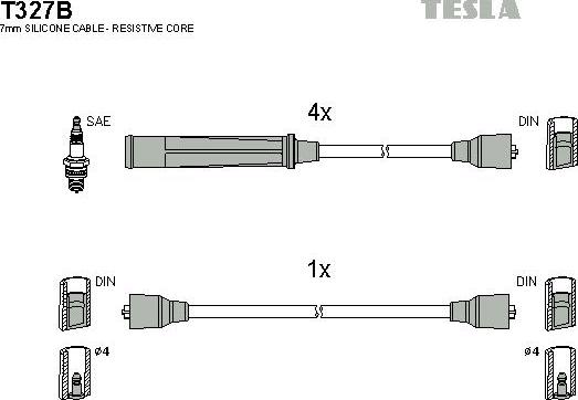 TESLA T327B - Комплект проводов зажигания autospares.lv