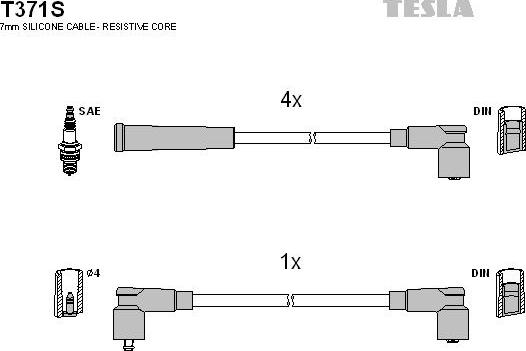 TESLA T371S - Комплект проводов зажигания autospares.lv