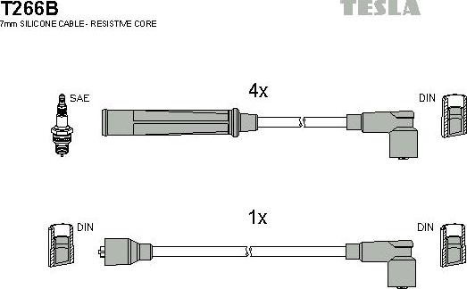 TESLA T266B - Комплект проводов зажигания autospares.lv