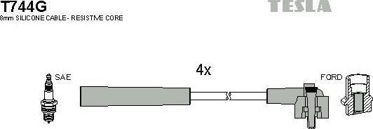 TESLA T744G - Комплект проводов зажигания autospares.lv