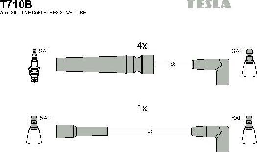TESLA T710B - Комплект проводов зажигания autospares.lv