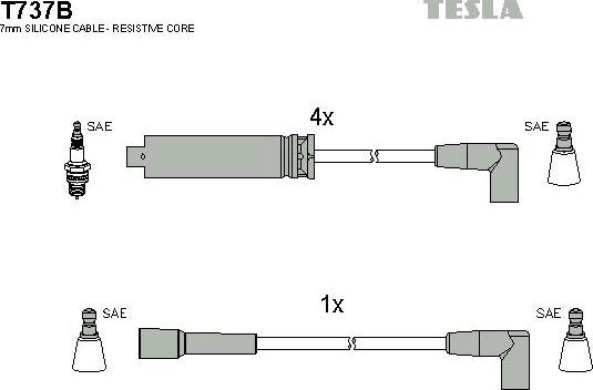 TESLA T737B - Комплект проводов зажигания autospares.lv