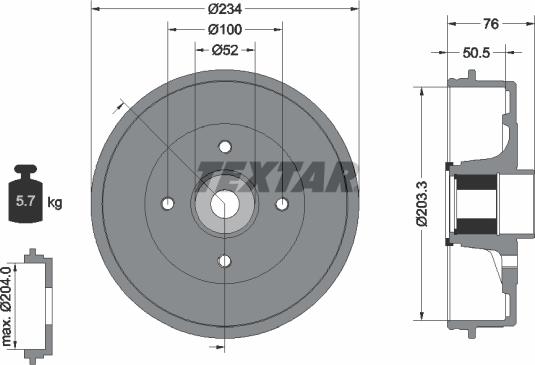 Textar 94045000 - Тормозной барабан autospares.lv