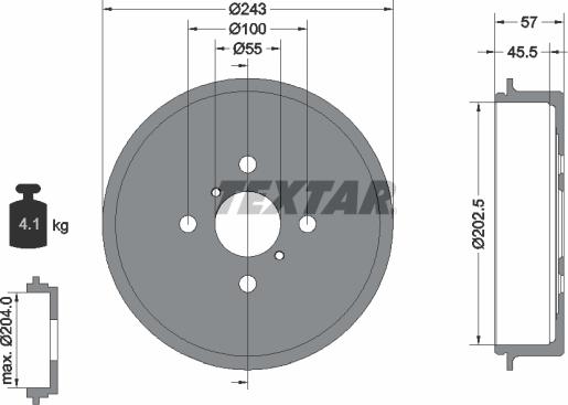 Textar 94045200 - Тормозной барабан autospares.lv