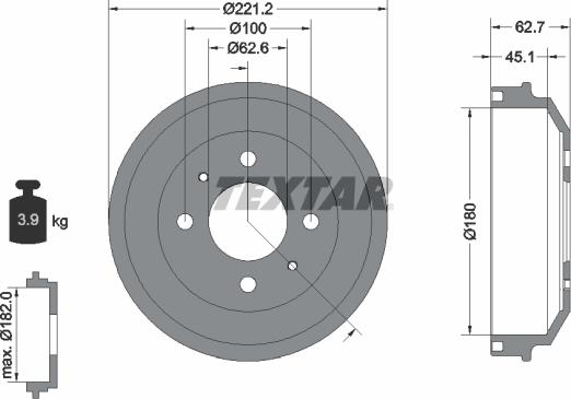 Textar 94040600 - Тормозной барабан autospares.lv