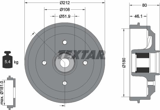 Textar 94041800 - Тормозной барабан autospares.lv